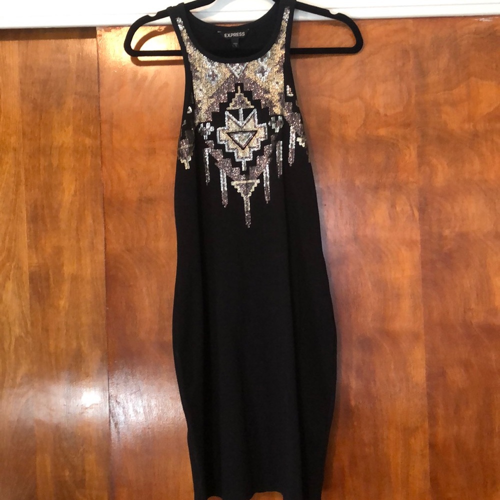 Black, gold, silver dress